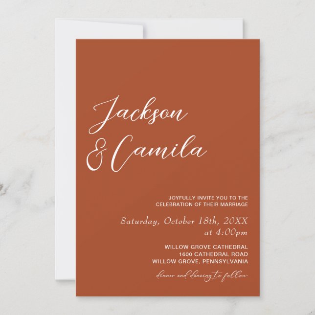 Fall Boho Terracotta Photo Wedding Invitation (Front)