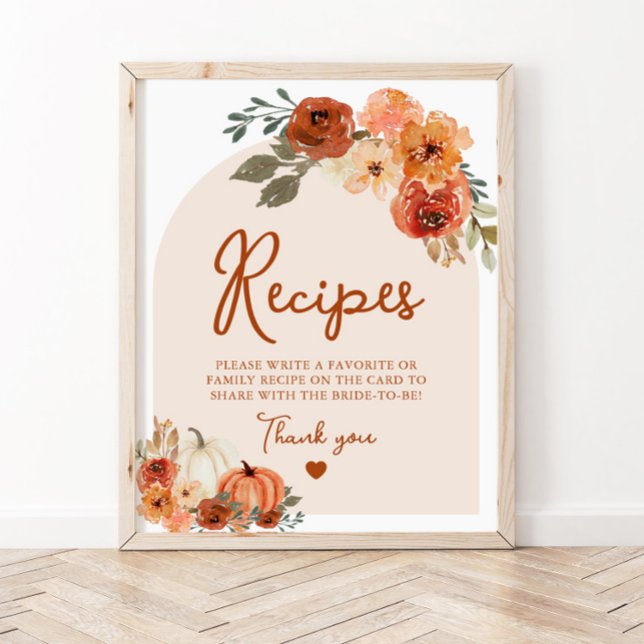 Fall Boho Terracotta Pumpkin Bridal Shower Recipes Poster (Creator Uploaded)