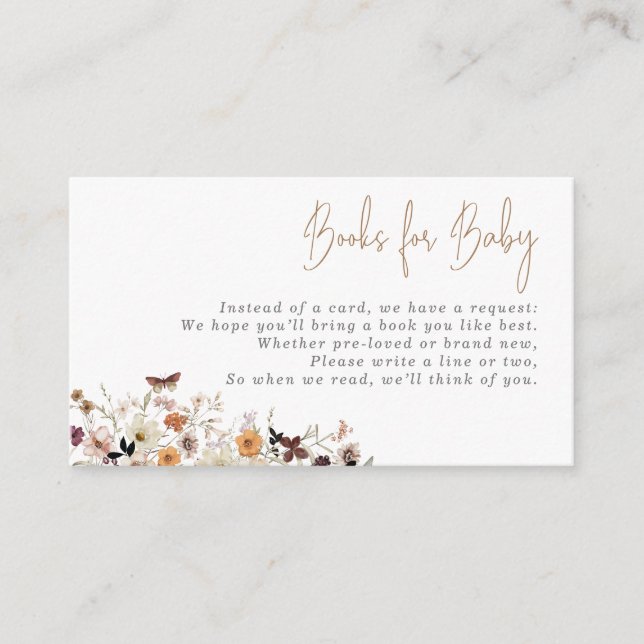 Fall Boho Wild Flowers Books for Baby  Enclosure Card (Front)