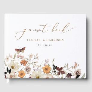 Fall Boho Wild Flowers Wedding Guest Book