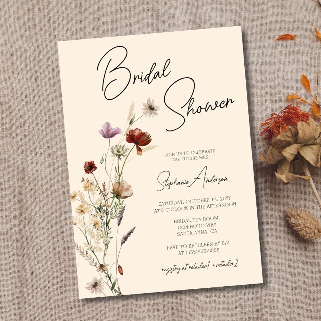 Fall Boho Wildflower Bridal Shower Invitation (Creator Uploaded)