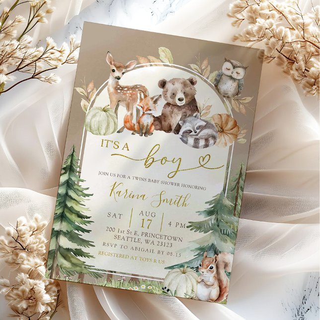 Fall Boho Woodland Forest Boy Baby Shower Invitation (Creator Uploaded)