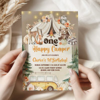 Fall Boho Woodland Forest Happy Camper Birthday