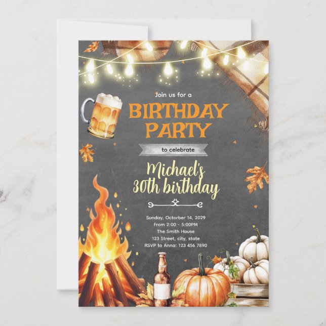 Fall bonfire and brew Invitation (Front)