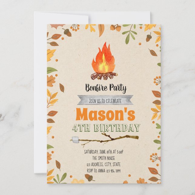 Fall bonfire party invitation (Front)