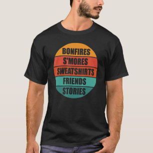 Fall Bonfires Smores Friends Stories Retro Sunset T-Shirt
