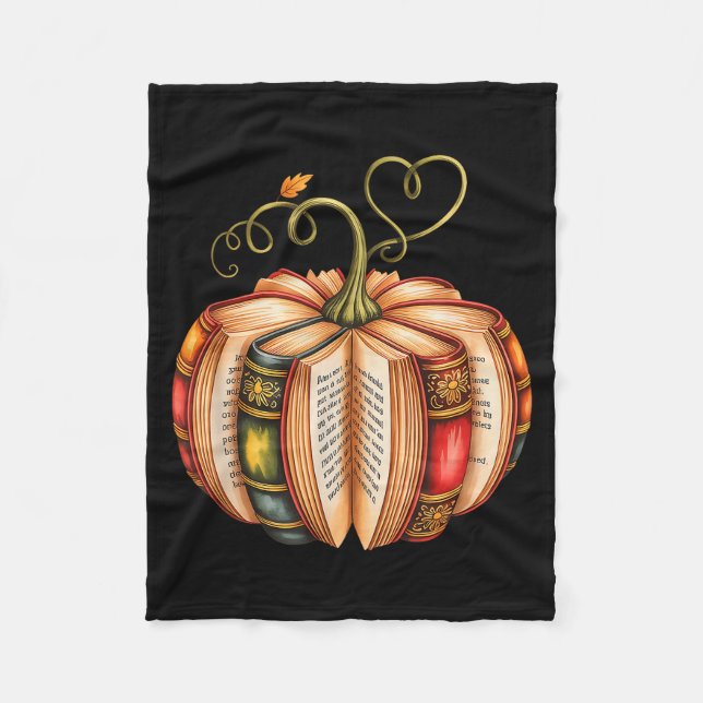 Fall Book Pumpkin Fall Librarians Bookworm Teacher Fleece Blanket (Front)