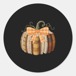 Fall Book Pumpkin Halloween Teacher Librarian Than Classic Round Sticker