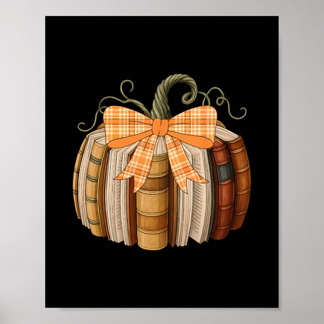Fall Book Pumpkin Halloween Teacher Librarian Than Poster (Front)