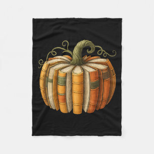 Fall Book Pumpkin Retro Reading Halloween Teacher Fleece Blanket