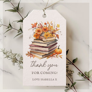 Fall Book Themed Baby Shower Thank You Favour Gift Tags