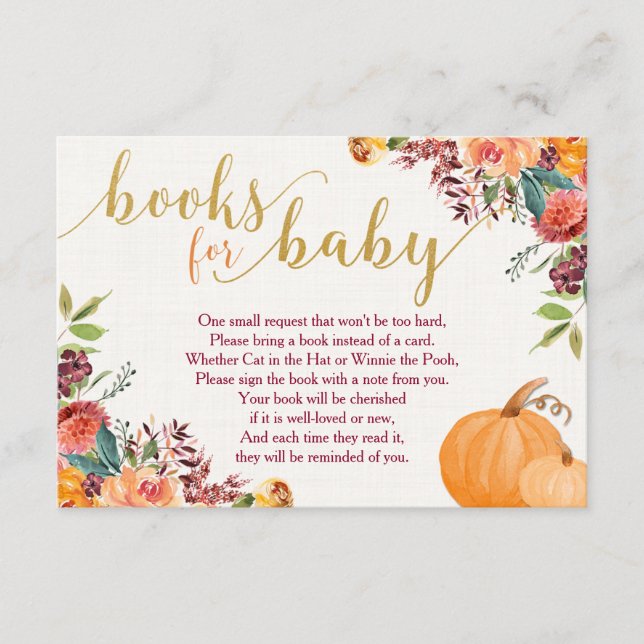 Fall books for baby, pumpkin book request inserts (Front)