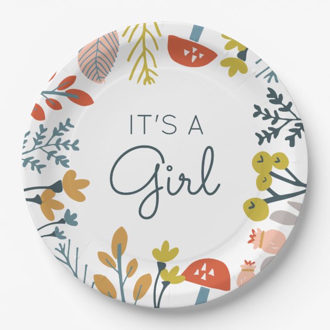 Fall Botanical Baby Shower Paper Plate (Front)