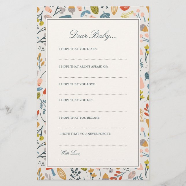 Fall Botanical | Dear Baby Cards (Front)