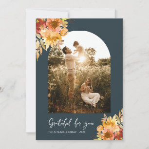 Fall botanical floral thanksgiving card