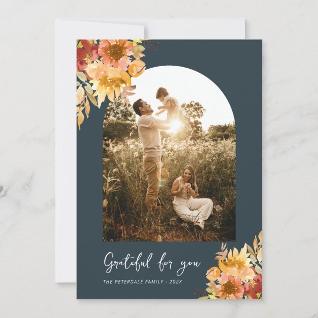 Fall botanical floral thanksgiving card (Front)