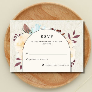 Fall Botanical Floral Wedding RSVP Card