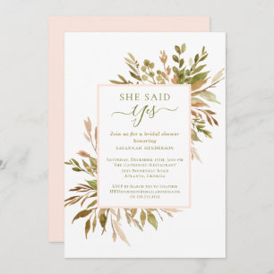 Fall Botanical Greenery Bridal Shower Invitation