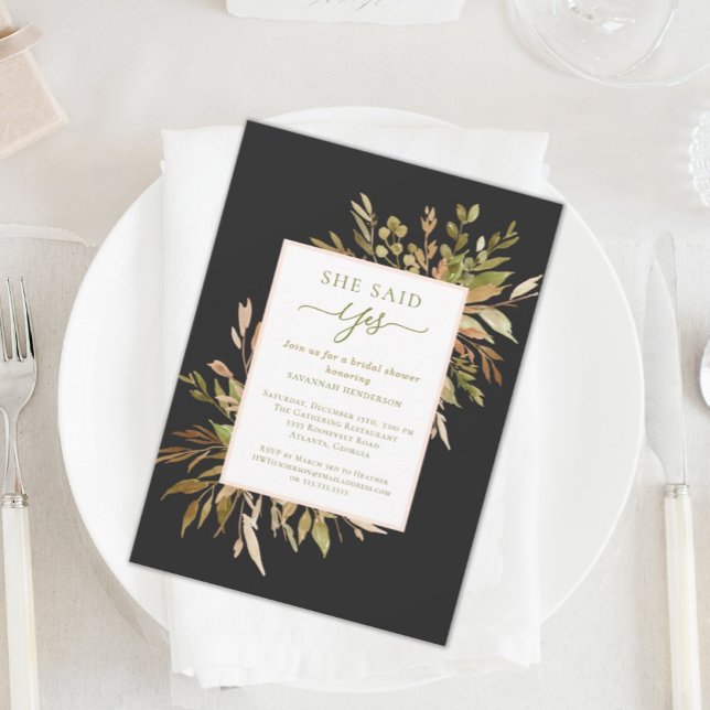 Fall Botanical Greenery Bridal Shower Invitation (Creator Uploaded)