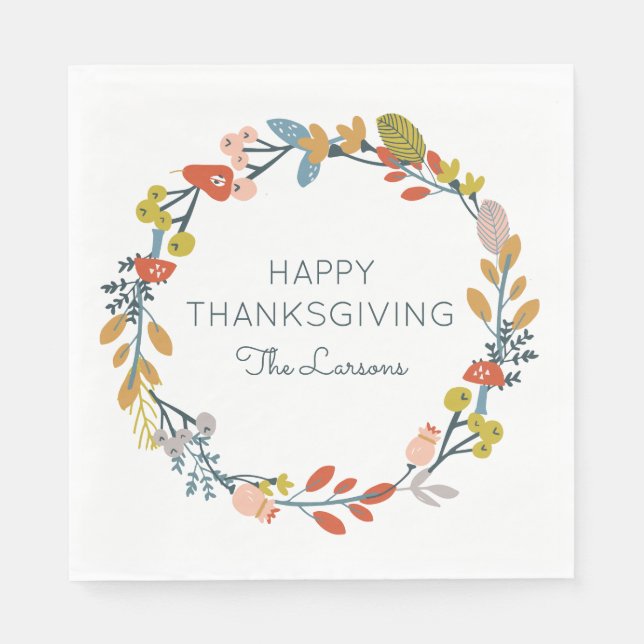 Fall Botanical Thanksgiving Napkin (Front)