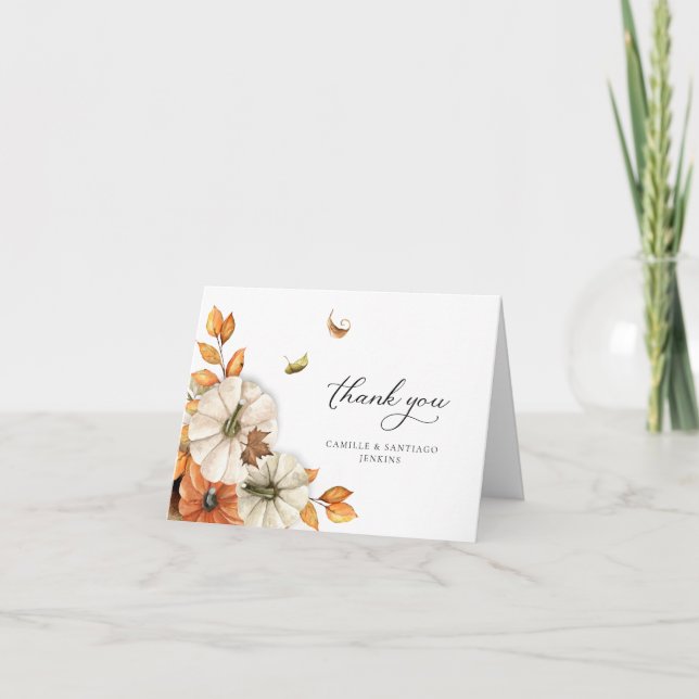 Fall Botanical Wedding Thank You Card (Front)