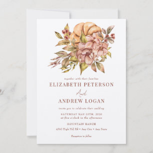 Fall Bouquet Elegant Chic Flowers Wedding Invitation
