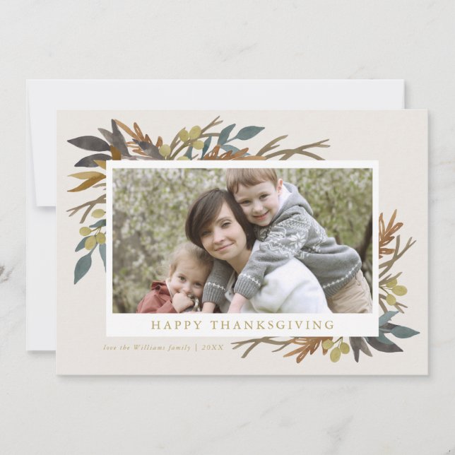 Fall Bouquet Thanksgiving Photo Card (Front)