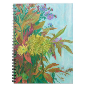 Fall bouquet with chrysanthemum and autumn foliage notebook