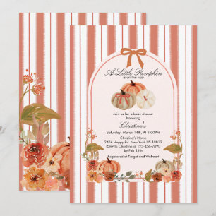Fall Bow Boho Pumpkin Babyshower  Invitation