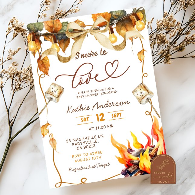 Fall Bow Coquette s'more to love baby shower  Invitation (Creator Uploaded)