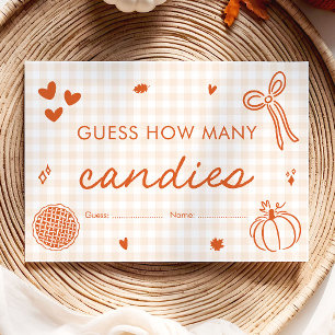 Fall Bow Hand Drawn Guess How Many Candies Game Enclosure Card
