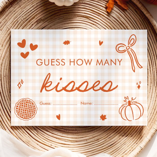 Fall Bow Hand Drawn Guess How Many Kisses Game Enclosure Card (Fall Bow Hand Drawn Guess How Many Kisses Game)