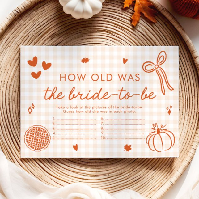 Fall Bow Hand Drawn How Old Was The Bride Game Enclosure Card (Fall Bow Hand Drawn How Old Was The Bride Game)