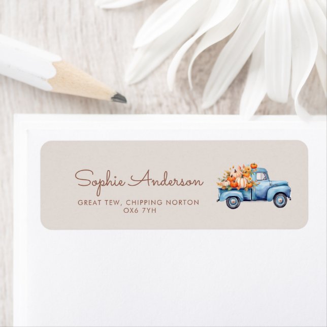 Fall Boy Baby Shower Blue Pumpkin Truck  (Insitu)