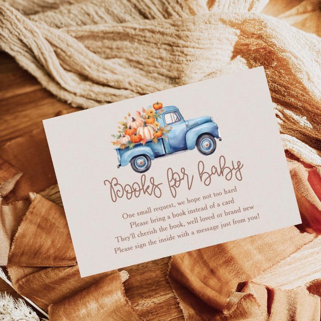 Fall Boy Baby Shower Pumpkin Truck Books For Baby Enclosure Card (Creator Uploaded)