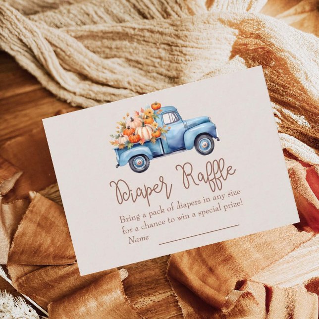 Fall Boy Baby Shower Pumpkin Truck Diaper Raffle Enclosure Card (Creator Uploaded)