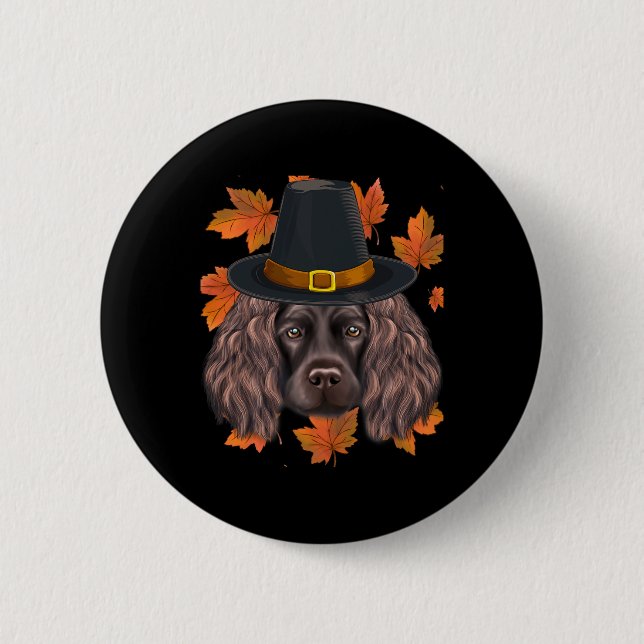 Fall Boykin Spaniel Pilgrim Thanksgiving  6 Cm Round Badge (Front)