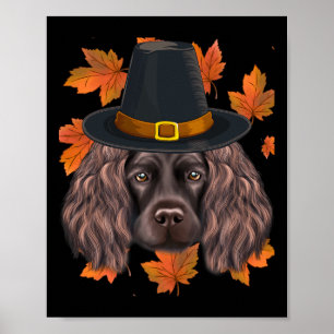 Fall Boykin Spaniel Pilgrim Thanksgiving Poster