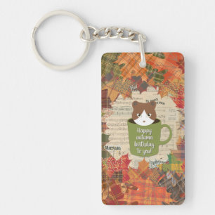 Fall Break Cat Acrylic Key Ring