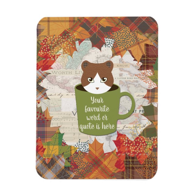 Fall Break Cat Flexible Photo Magnet (Vertical)