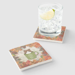 Fall Break Cat Stone Coaster