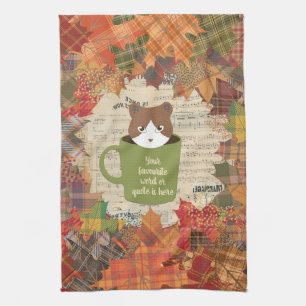 Fall Break Cat Tea Towel