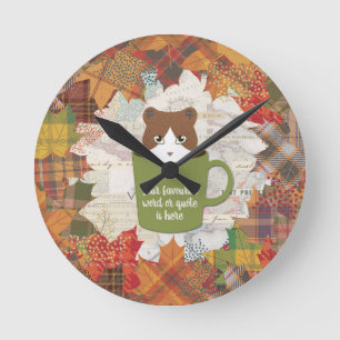 Fall Break Cat Wall Clock
