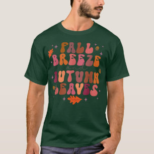 Fall breeze and autumn leaves retro hello Fall Aut T-Shirt