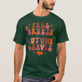 Fall breeze and autumn leaves retro hello Fall Aut T-Shirt