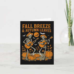 Fall Breeze And Autumn Leaves Skeleton Playing Gui Card