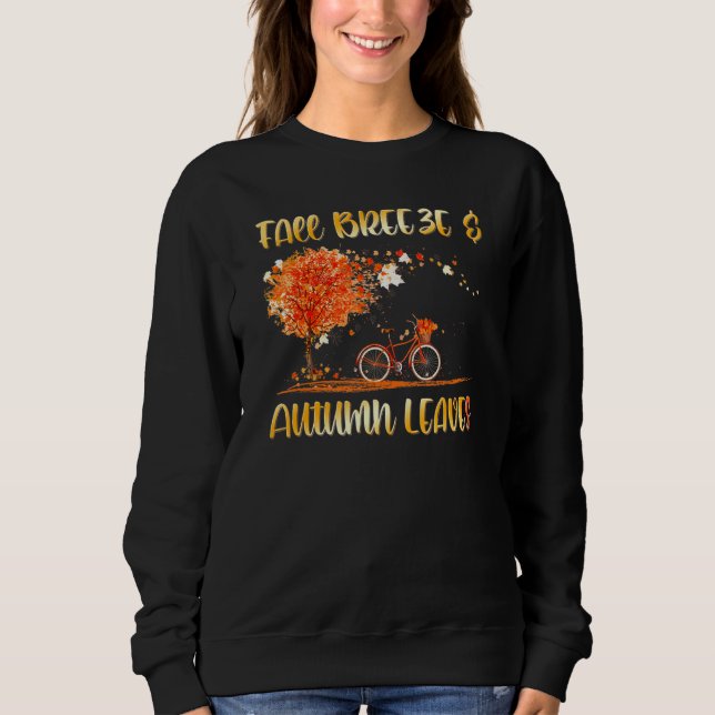 Fall Breeze and Autumn Leaves Tree and Bicycle Sweatshirt (Front)