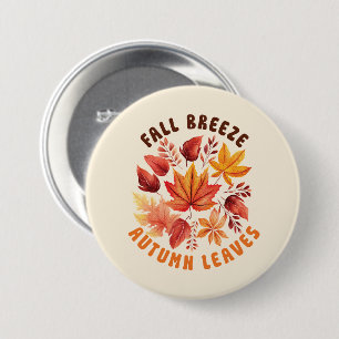 Fall Breeze, Autumn Leaves 7.5 Cm Round Badge