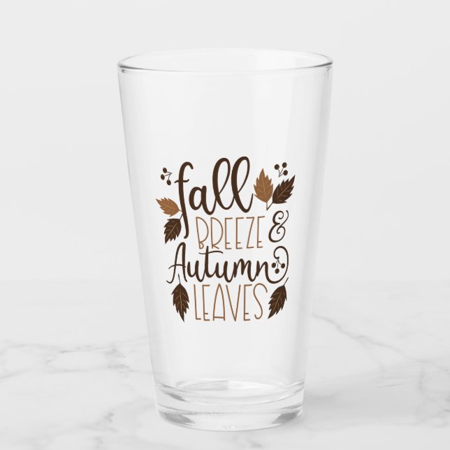 Fall Breeze Autumn Leaves Glass (Front)