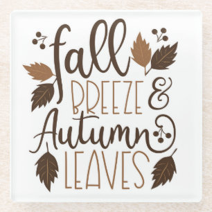 Fall Breeze Autumn Leaves Glass Coaster